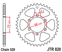 JT ZĘBATKA TYLNA 829 42 SUZUKI DR 250 '82-87, SP 250 '82-85, DR 370 '78-79, SP 370 '77-82 (82942JT) (ŁANC. 520)