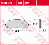 TRW ZF KLOCKI HAMULCOWE KH275 SINTER YAMAHA YP/XP 125 X-MAX '10-, VP 250 X-CITY '07-'16, YP 250 MAJESTY '98-'03, YP 250 X-MAX '05-'13, RA 400 X-MAX '17-, YP 400 X-MAX '13-'16 TYŁ, YAMAHA TW 200 '91-'01, XT 225 SERROW '97-'08 PRZÓD
