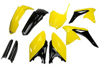 UFO KOMPLET PLASTIKÓW (FULL KIT) Z OSŁONAMI TELESKOPÓW (AMORTYZATORÓW) SUZUKI RMZ 250 '10-'18 KOLOR OEM '14-'16 (ŻÓŁTY/CZARNY) (SU416E999)