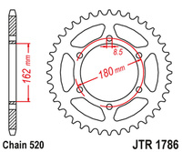 JT ZĘBATKA TYLNA SUZUKI PE 250 '80-82', PE 400 '80-81' (ŁAŃC.520)