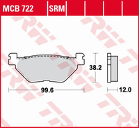 TRW ZF KLOCKI HAMULCOWE KH319 SINTER YAMAHA XP 500/530 T-MAX '01-'18, TDM 900 '02-'14, XV/XVS 950 '09-'18, XT 1200Z TENERE '11-'18, FJR 1300 '03-'21, XVS 1300 '07-'17, XV 1700 '03-'21, XV 1900 '06-'08/'11-'13 TYŁ