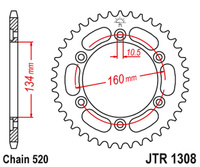 JT ZĘBATKA TYLNA 4400 45 ALUMINIOWA HONDA CBR 600/900/929/954/1000 (440045JTA) (ŁAŃC. 520)