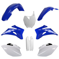 POLISPORT KOMPLET PLASTIKÓW (FULL KIT) YAMAHA YZ 250F '08-'09; YZ 450F '08-'09 W ZESTAWIE TABLICA PRZEDNIA (8658100001) I OSŁONY AMORTYZARORÓW (8351400001) KOLOR NIEBIESKI BIAŁY OEM