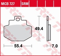 TRW ZF KLOCKI HAMULCOWE KH321 SINTER BENELLI ADIVA 125/150 '00-'06, PIAGGIO GTX/HEXAGON 125 '00-'03, VESPA GTS '07-, GTV 125 '07-'09, GTS 150 '17-, BILISSIMA 125 '14-'16, RED 125 '17-, TYŁ