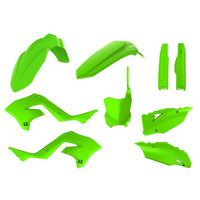 POLISPORT KOMPLET PLASTIKÓW KAWASAKI KX 125/250 '03-'08 W ZESTAWIE TABLICA PRZEDNIA (8665900010) I OSŁONY AMORTYZATORÓW (8398000008) (RESTYLING NA KXF 450 '22) KOLOR ZIELONY (LIME GREEN)