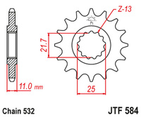 JT ZĘBATKA PRZEDNIA 442 15 YAMAHA R6 '99-'05, FZR 1000 (44215JT) (ŁAŃC. 532)