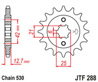 JT ZĘBATKA PRZEDNIA 288 18 HONDA CB 550F/K '75-'80, CBF 750 K1-K6 '71'76 (28818JT) (ŁAŃC. 530)