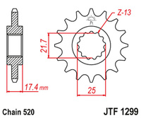 JT ZĘBATKA PRZEDNIA HONDA CB 250 '96-07' VT/VTR 250 '98-17' (ŁAŃC. 520)