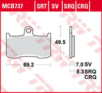 TRW ZF KLOCKI HAMULCOWE KH347 SINTER ROAD/TRACK INDIAN CHIEF/ROADMASTER 1800 '14-, KAWASAKI Z 800 '13-'17, Z 900 '17-, SUZUKI GSX 750S '17-, GSX 1300 B-KING '07-'10, TRIUMPH STREET TRIPLE 675 '09-'17, TIGER SPORT 1050 '13-, PRZÓD
