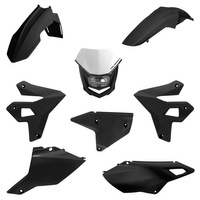 POLISPORT KOMPLET PLASTIKÓW SUZUKI DR-Z 400 (DRZ400) '00-'24 W ZESTAWIE LAMPA PRZEDNIA (RESTYLING) KOLOR CZARNY