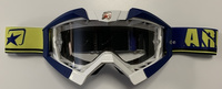 ARIETE GOGLE RIDING CROWS BASIC KOLOR BIAŁY/GRANATOWY/ŻÓŁTY, SZYBKA ANTI FOG, ANTI SCRATCH, UV, ROLL-OFF READY, GĄBKA 2 WARSTWOWA