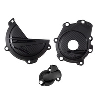 POLISPORT ZESTAW OSŁONA POKRYWY (DEKLA) ALTERNATORA ORAZ OSŁONA POKRYWY SPRZĘGŁA I OSŁONY POMPY WODY KTM SX-F 450 '23-'24; XC-F 450 '23-'24; SMR450 '23-'24; HUSQVARNA FC/FS 450 '23-'24 KOLOR CZARNY