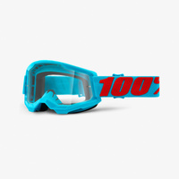 100 PROCENT GOGLE MODEL STRATA 2 SUMMIT - CLEAR LENS - KOLOR JASNY NIEBIESKI/CZERWONY SZYBKA PRZEŹROCZYSTA STARY KOD: 50421-101-08