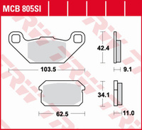 TRW ZF KLOCKI HAMULCOWE KH431 SINTER OFFROAD ADLY ATV 150 '06-'10, ATV 300 '04-'10, CPI XS 250 POWER QUAD '07-'10, QUADZILLA BR/XRV '05-'08, RL 300 BUGGIE '07-'08, HURICANE 280/300/320 '07-, HURICANE 500 '08-, TYŁ