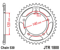 JT ZĘBATKA TYLNA 4409 43 SUZUKI GSF 1250 '06-'16, GSXR 1000/1300 (440943JTZBK) (ŁAŃC. 530) KOLOR CZARNY
