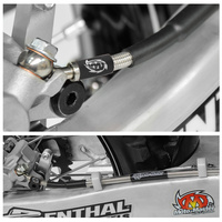 MOTO-MASTER PRZEWÓD HAMULCOWY W STALOWYM OPLOCIE TYŁ KTM SX/SXF/SX-F/EXC/EXCF/EXC-F '05- , HUSQVARNA TE/TC/FE/FC '14-'16, GASGAS EX '21- (PATRZ OPIS DODATKOWY)