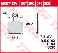 TRW ZF KLOCKI HAMULCOWE KH369/4 SINTER ROAD/TRACK KAWASAKI ZX-6RR 600, ZX-6R 636 '03-'06, ZX-10R '04-'07, ZX-12R '04-'06, SUZUKI GSX-R 1000 '03, DERBI MULHACEN 659 '05, PRZÓD