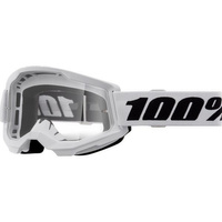 100 PROCENT GOGLE MODEL STRATA 2 YOUTH JUNIOR WHITE - CLEAR LENS - KOLOR BIAŁY/CZARNY SZYBKA PRZEŹROCZYSTA