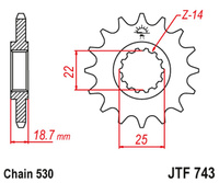 JT ZĘBATKA PRZEDNIA 2254 14 DUCATI MULTISTRADA 1200 '10-'16 (225414JT)