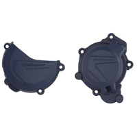 POLISPORT ZESTAW OSŁONA POKRYWY (DEKLA) ALTERNATORA ORAZ OSŁONA POKRYWY SPRZĘGŁA KTM SX/XC 125/150 '16-'18; HUSQVARNA TC 125 '16-'18 KOLOR NIEBIESKI (8464100003+8460300003)