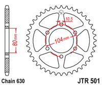 JT ZĘBATKA TYLNA 501 33 KAWASAKI Z 750 '80-82', GPZ 750 '82-87'; Z 1000/1100 '81-86', GPZ 1100 '81-85' (50133JT) (ŁAŃC.630)