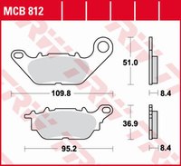 TRW ZF KLOCKI HAMULCOWE KH464 ORGANIC YAMAHA DELIGHT 115 '13-'16, GPD/LTS/YS 125 '16-, YBR 125 '08-'16, CRYPTON/SNIPER 135 '06-'08, YZF 150 '14-, PRZÓD