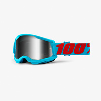 100 PROCENT GOGLE MODEL STRATA 2 SUMMIT - MIRROR SILVER LENS - KOLOR JASNY NIEBIESKI/CZERWONY SZYBKA SREBRNE LUSTRO STARY KOD: 50421-252-08