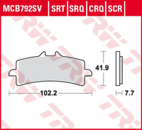 TRW ZF KLOCKI HAMULCOWE KH447 SINTER TRACK DUCATI V4 1000 PANIGALE '19-, MONSTER 1200 '16-, MULTISTRADA 1260 '18-, KTM DUKE 690 '13-'20, SUZUKI GSX-R 600/750 '11-'16, TRIUMPH DAYTONA 675 '11-'16, HUSQVARNA NUDA 900 '12-'14 PRZÓD