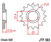 JT ZĘBATKA PRZEDNIA 2051 13 YAMAHA TT 250 '93-04' (205113JT) (ŁAŃC. 520)