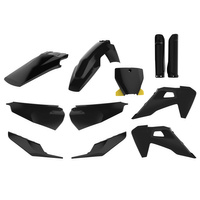 POLISPORT KOMPLET PLASTIKÓW (FULL KIT) HUSQVARNA TC/FC TPI '19-'22 W ZESTAWIE TABLICA PRZEDNIA (8666500006) I OSŁONY AMORTYZATORÓW (8398900002) KOLOR CZARNY