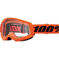 100 PROCENT GOGLE MODEL STRATA 2 YOUTH JUNIOR NEON ORANGE - CLEAR LENS - KOLOR POMARAŃCZOWY/CZARNY SZYBKA PRZEŹROCZYSTA