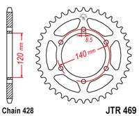 JT ZĘBATKA TYLNA 469 44 KAWASAKI KE 175 '79-83', KV 175 '81-89' (46944JT) (ŁAŃC.428) NA ZAMÓWIENIE