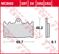 TRW ZF KLOCKI HAMULCOWE KH158 SINTER ROAD/TRACK HUSABERG FS 450 '03-'05, FS 650 '01-'05, KAWASAKI ZZR 500 '90-'05, SUZUKI RGV 250 '91-'95, GSX-R 400 '88-'90, GSX-R 750 '00-'03 PRZÓD