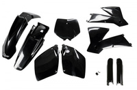 UFO KOMPLET PLASTIKÓW (FULL KIT) Z OSŁONAMI TELESKOPÓW (AMORTYZATORÓW) KTM SX-SXF '01-'02 KOLOR CZARNY