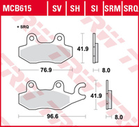 TRW ZF KLOCKI HAMULCOWE KH165 SINTER STREET CAGIVA CANYON 900 '97-'00, ELEPHANT 900 '90-'93, NAVIGATOR 1000 '00-'05, KAWASAKI EX 250 '07-'14, EX 300 '13-'17, VERSYS 300 '17-, Z 300 '15-'17, NINJA 400 '18-, SUZUKI DR 800 BIG '91-'96, TYŁ