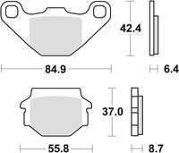 TRW ZF KLOCKI HAMULCOWE KH67/2 ORGANIC APRILIA PEGASO 125 90-91, KYMCO JIVE 50 04-06, LONCIN CONQUEROR 200 05-, TYŁ
