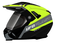 UFO KASK ARIES OFFROAD / DUAL / TOURER / CROSSOVER Z SZYBĄ, DASZKIEM I BLENDĄ PRZECIWSŁONECZNĄ KOLOR CZARNY/SZARY/ŻÓŁTY FLUO ROZMIAR XL ( ECE 22R06 ) - KOLEKCJA 2024