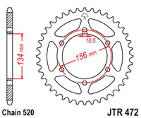 JT ZĘBATKA TYLNA 473 40 KAWASAKI Z 200 '77-83', Z 250 '81-83' (47340JT) (ŁAŃC.520)
