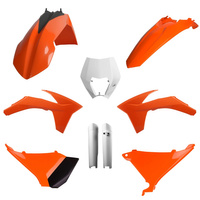 POLISPORT KOMPLET PLASTIKÓW (FULL KIT) KTM EXC/EXC-F '12-'13 W ZESTAWIE TABLICA PRZEDNIA (8666700002) I OSŁONY AMORTYZARORÓW (8398500002) KOLOR POMARAŃCZOWY OEM