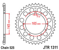 JT ZĘBATKA TYLNA 4367 43 HONDA NTV 650 BRO'S '88-91', NT/NTV/VFR 400 '87-91' (436743JT) (ŁAŃC.525)