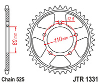 JT ZĘBATKA TYLNA 4350 42 HONDA CRF 1000 / 1100 L AFRICA TWIN / ADVENTURE SPORT '16-'23 (435042JTZBK) (ŁAŃC. 525) KOLOR CZARNY