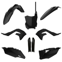 POLISPORT KOMPLET PLASTIKÓW (FULL KIT) KAWASAKI KXF 250 '21-'24 KXF 450 '19-'23 W ZESTAWIE TABLICA PRZEDNIA (8665900003) I OSŁONY AMORTYZARORÓW (8351800002) KOLOR CZARNY
