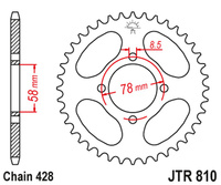 JT ZĘBATKA TYLNA 810 46 SUZUKI RG 80 GAMMA '86-87, TC 90 '71, KAWASAKI KH 125 '77-82, HYOSUNG GA 125 '99-01, GF 125 '98-03, CRUISE 125 '97-98 (81046JT) (ŁAŃC. 428)