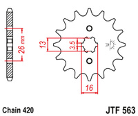 JT ZĘBATKA PRZEDNIA 415 13 SUZUKI TS 50, YAMAHA DT 50MX (41513JT) (ŁAŃC. 420)
