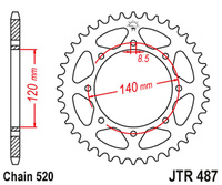 JT ZĘBATKA TYLNA 491 47 KAWASAKI KLE 500 '97-'05 (+1) (49147JT) (ŁAŃC. 520)