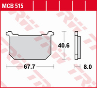 TRW ZF KLOCKI HAMULCOWE KH068 ORGANIC KAWASAKI GPZ 400/500 '82-'84, Z 400/500 '81-'83, GPZ/Z/LTD 550 '80-'82, GT/GPZ/Z/LTD 750 '80-'85, Z/GPZ 1000 '79-'83 PRZÓD