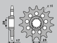 SUNSTAR ZĘBATKA PRZEDNIA 2249 15 DUCATI PANIGALE 1199/1299 '12-'16 (JTF749.15) (ŁAŃC.525) (224915)